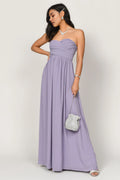 Purple Romantic Dusty A-Line Sweetheart Neck Sleeveless Ruched Back Zip Floor-Length Prom Dresses
