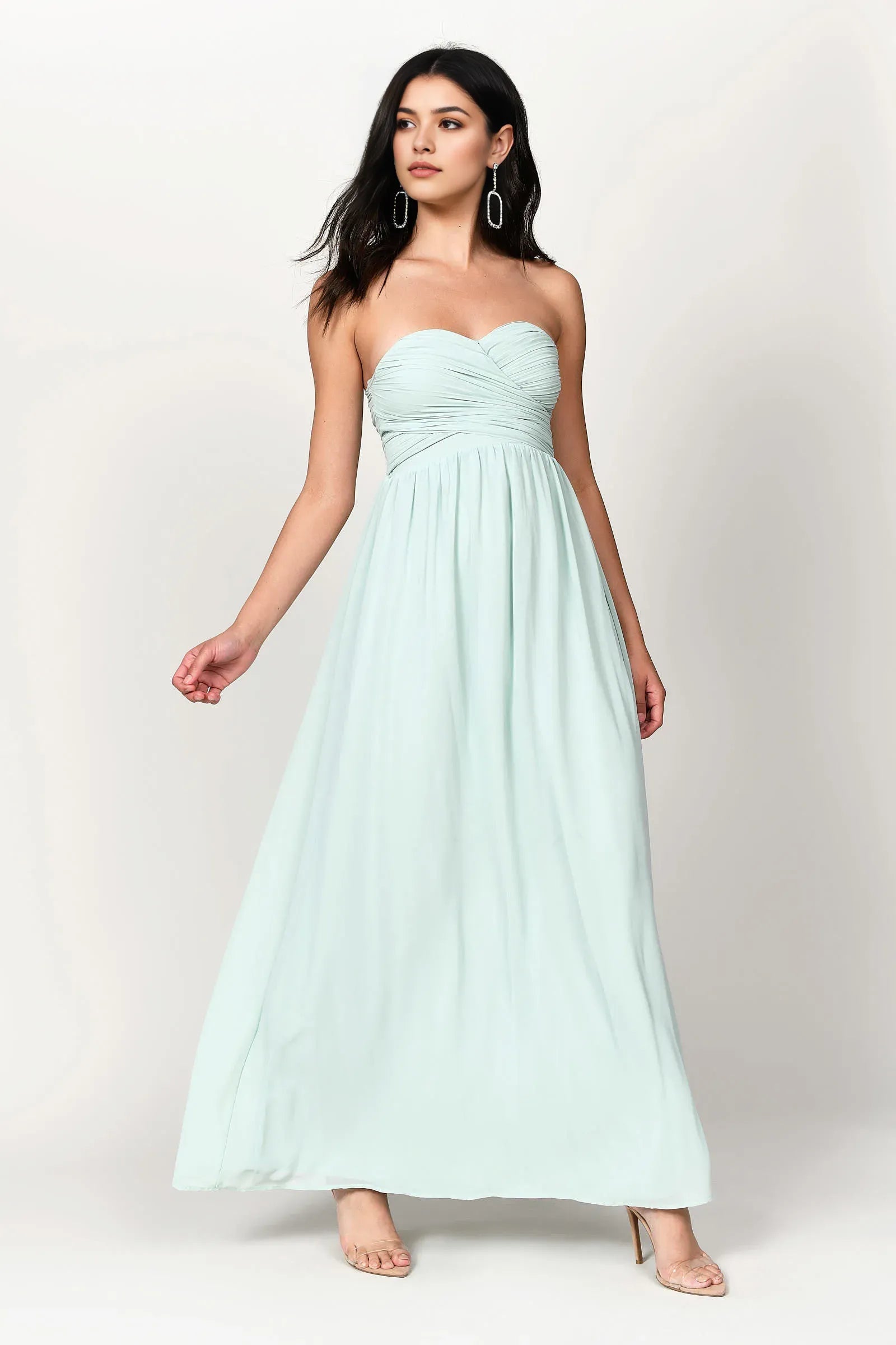 Purple Romantic Dusty A-Line Sweetheart Neck Sleeveless Ruched Back Zip Floor-Length Prom Dresses
