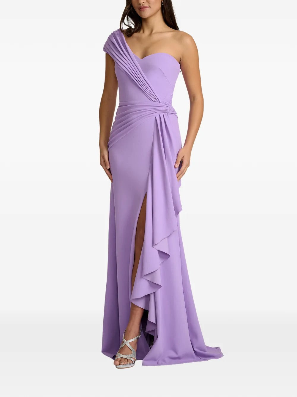 Lilac Romantic One-Shoulder Ruffled Evening Dress