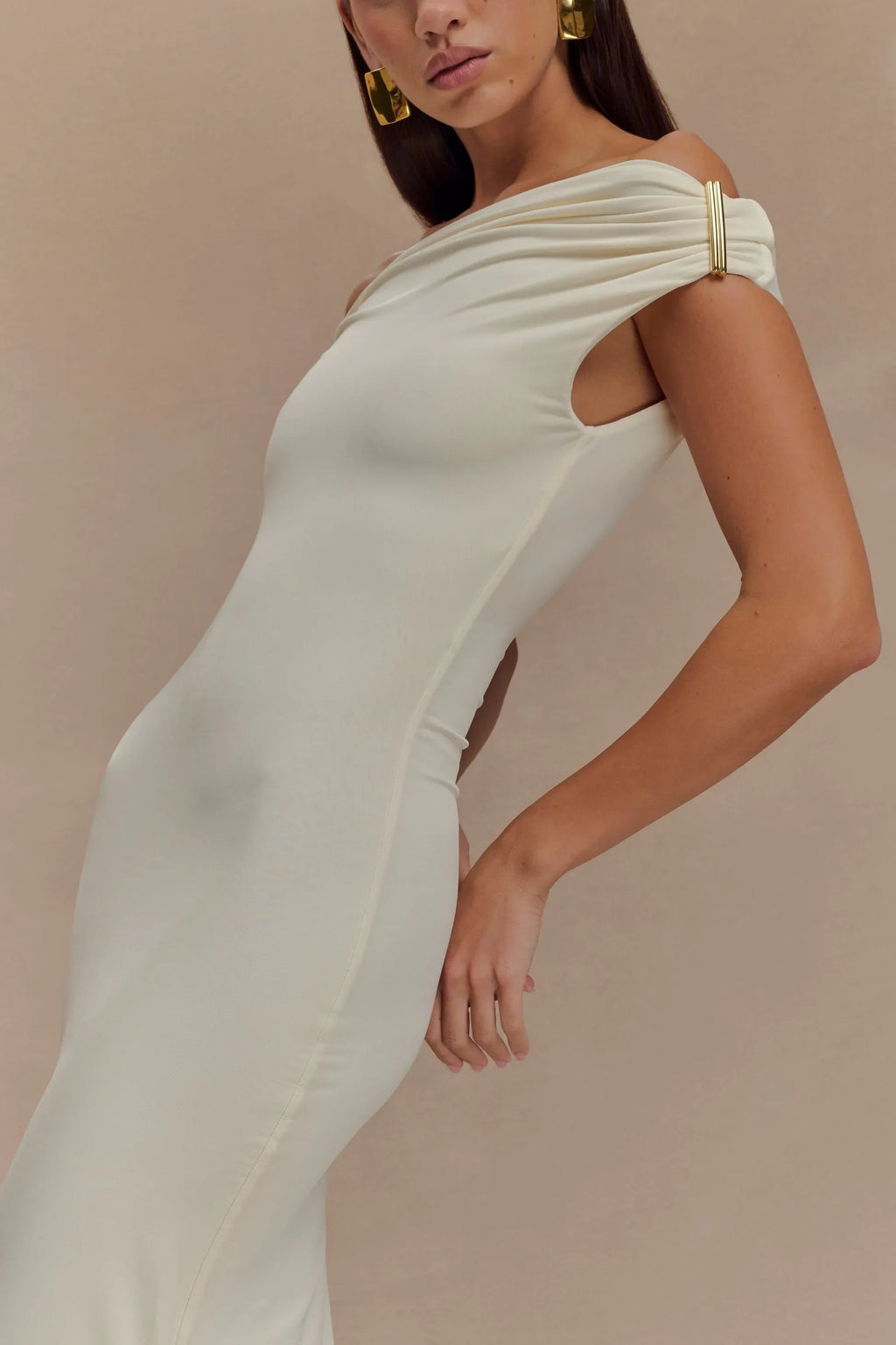 Romantic Mermaid Asymmetrical Neckline Sleeveless Ruched Backless Floor-Length Prom Dresses