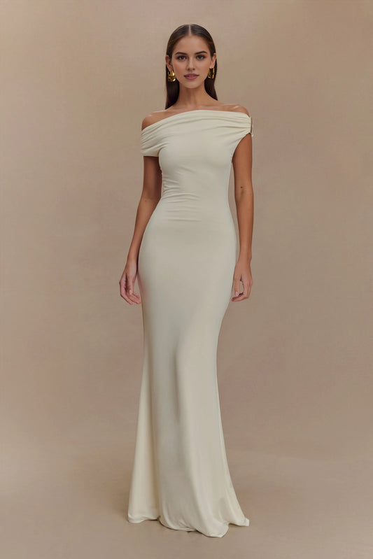 Luxurious Mermaid Off-the-Shoulder Sleeveless Backless Floor-Length Prom Formal Dress