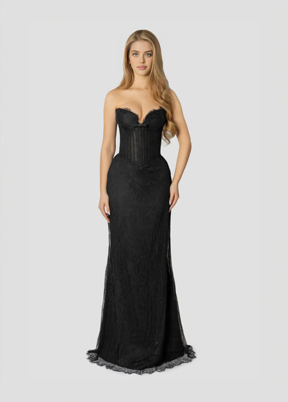Beautiful Timeless Special Occasion Elegant Black Lace Mermaid Sleeveless Floor-Length Prom Dress