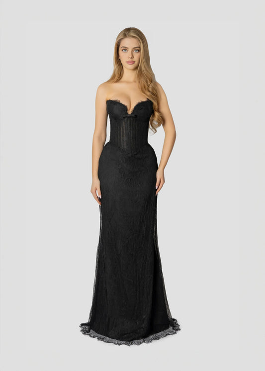 Beautiful Timeless Special Occasion Elegant Black Lace Mermaid Sleeveless Floor-Length Prom Dress