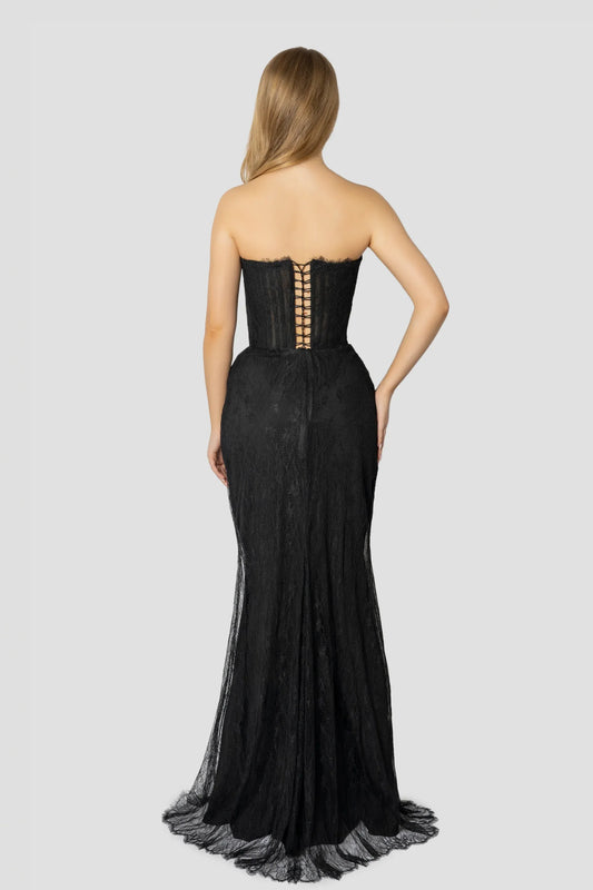 Beautiful Timeless Special Occasion Elegant Black Lace Mermaid Sleeveless Floor-Length Prom Dress