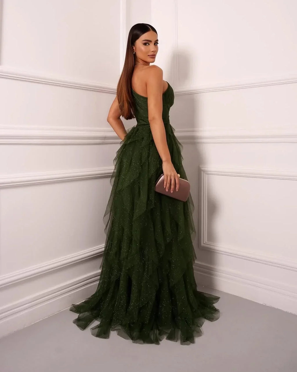 Rust Romantic One-Shoulder Sleeveless Tie Rust Evening Dress