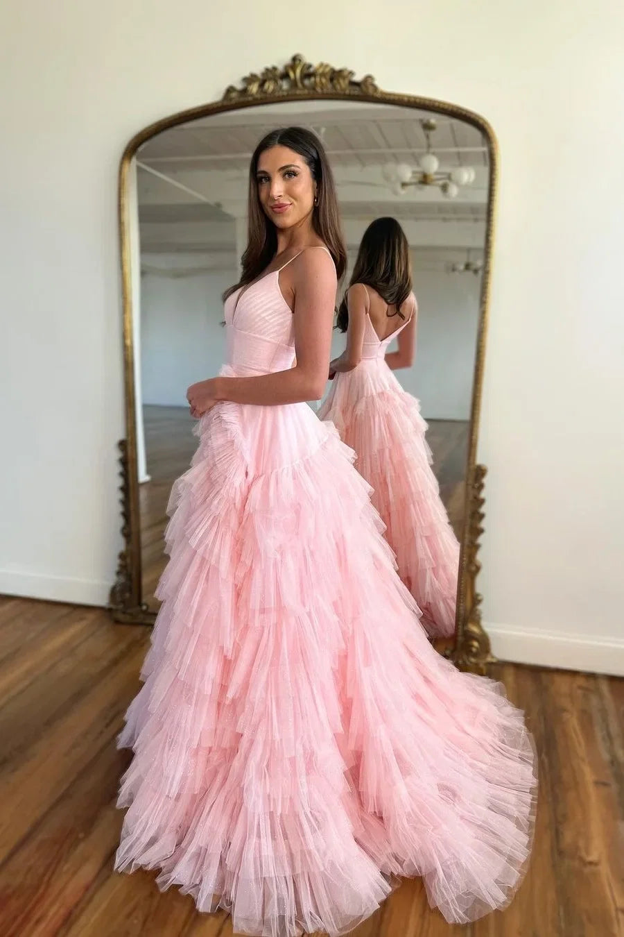 Pink Romantic Playful Spaghetti Strap Party Dress