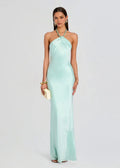 Romantic Sheath Halter Neck Sleeveless Backless Ankle-Length Prom Dresses