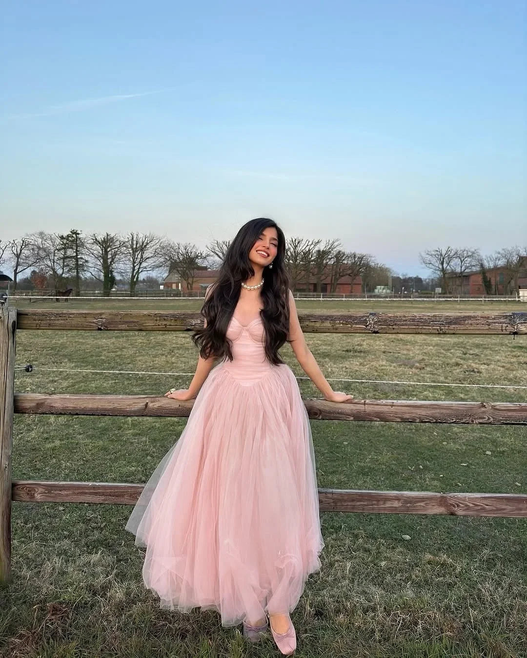 Blush Pink Romantic Spaghetti Strap Sleeveless Blush Prom Dress