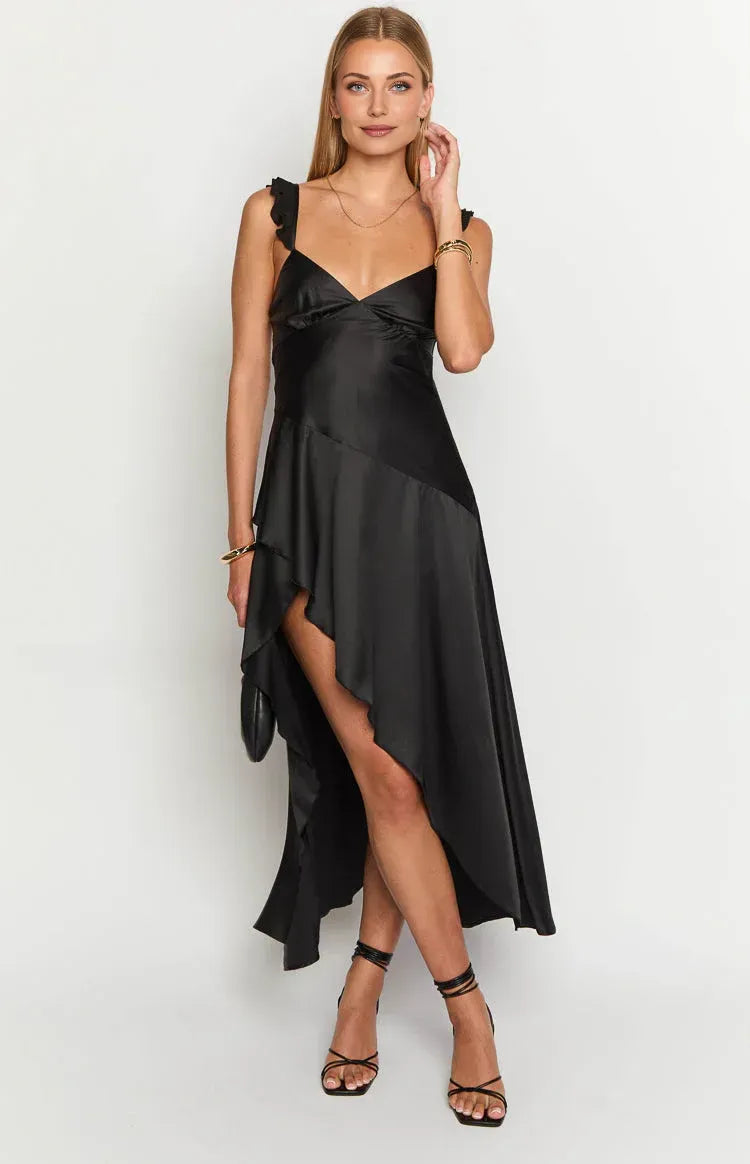 Timeless Special Occasion Sophisticated Graceful Stylish Elegant Satin Sleeveless Long Homecoming Dress