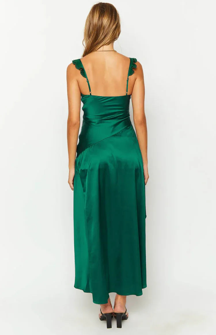Timeless Special Occasion Sophisticated Graceful Stylish Elegant Satin Sleeveless Long Homecoming Dress