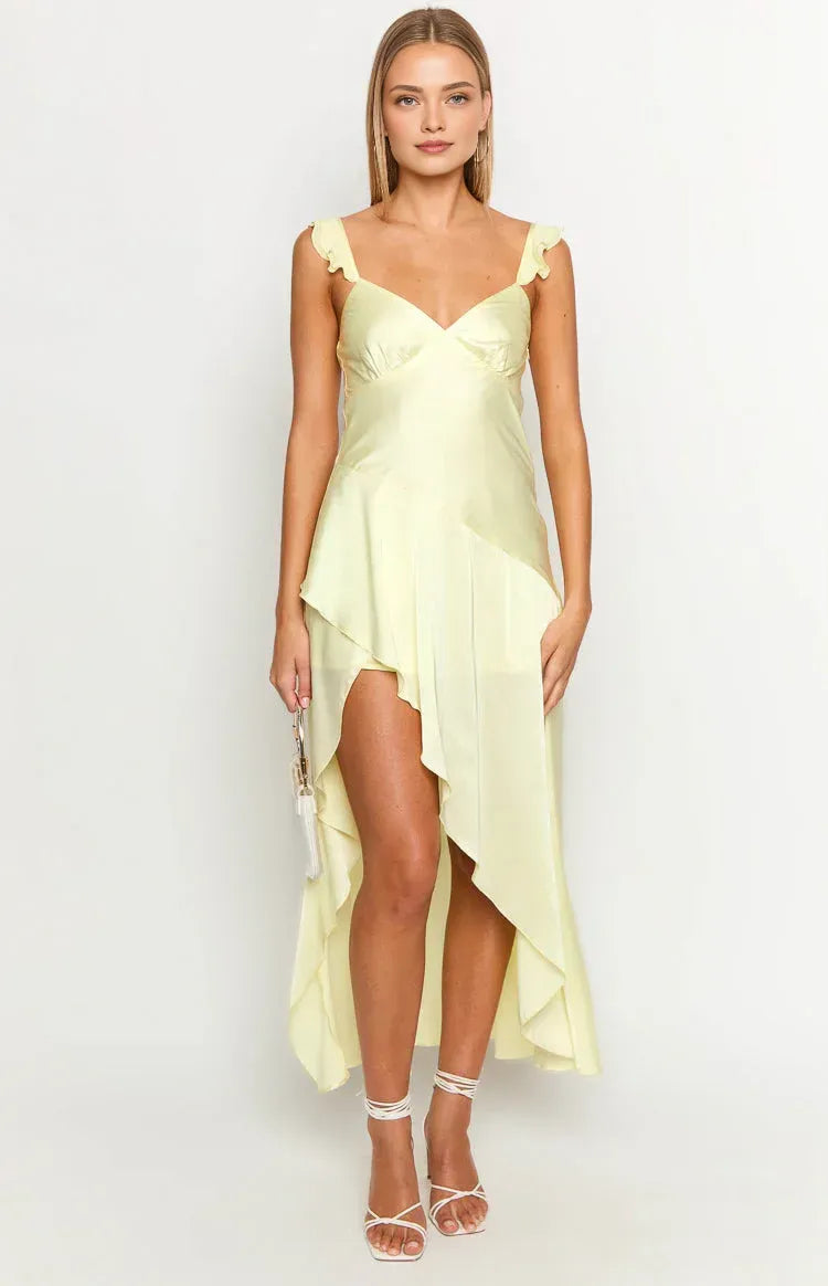 Timeless Special Occasion Sophisticated Graceful Stylish Elegant Satin Sleeveless Long Homecoming Dress
