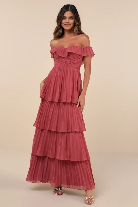 Graceful Stylish Refined Beautiful Timeless Chic Elegant A-Line Off-The-Shoulder Sleeveless Prom Dress