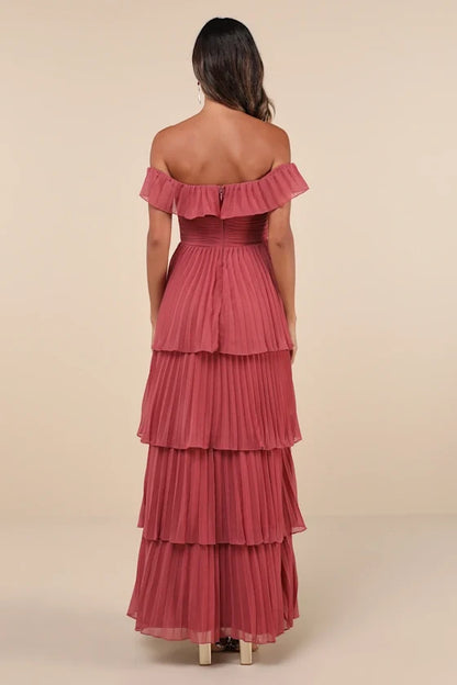 Graceful Stylish Refined Beautiful Timeless Chic Elegant A-Line Off-The-Shoulder Sleeveless Prom Dress