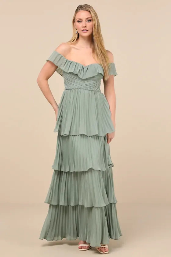 Graceful Stylish Refined Beautiful Timeless Chic Elegant A-Line Off-The-Shoulder Sleeveless Prom Dress