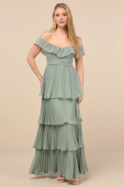 Graceful Stylish Refined Beautiful Timeless Chic Elegant A-Line Off-The-Shoulder Sleeveless Prom Dress