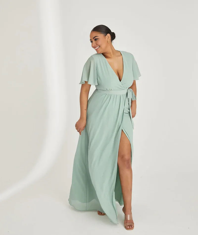 Stylish Refined Beautiful Timeless Special Occasion Elegant Blue Chiffon A-Line Bridesmaid Dress