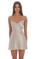 Homecoming Dress with Straps Elegant Cowl Neck Mini Gown for School Dance