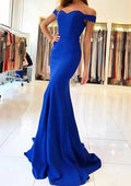 Prom Dress Trumpet/Mermaid Off-The-Shoulder Sweep Train With Pleated