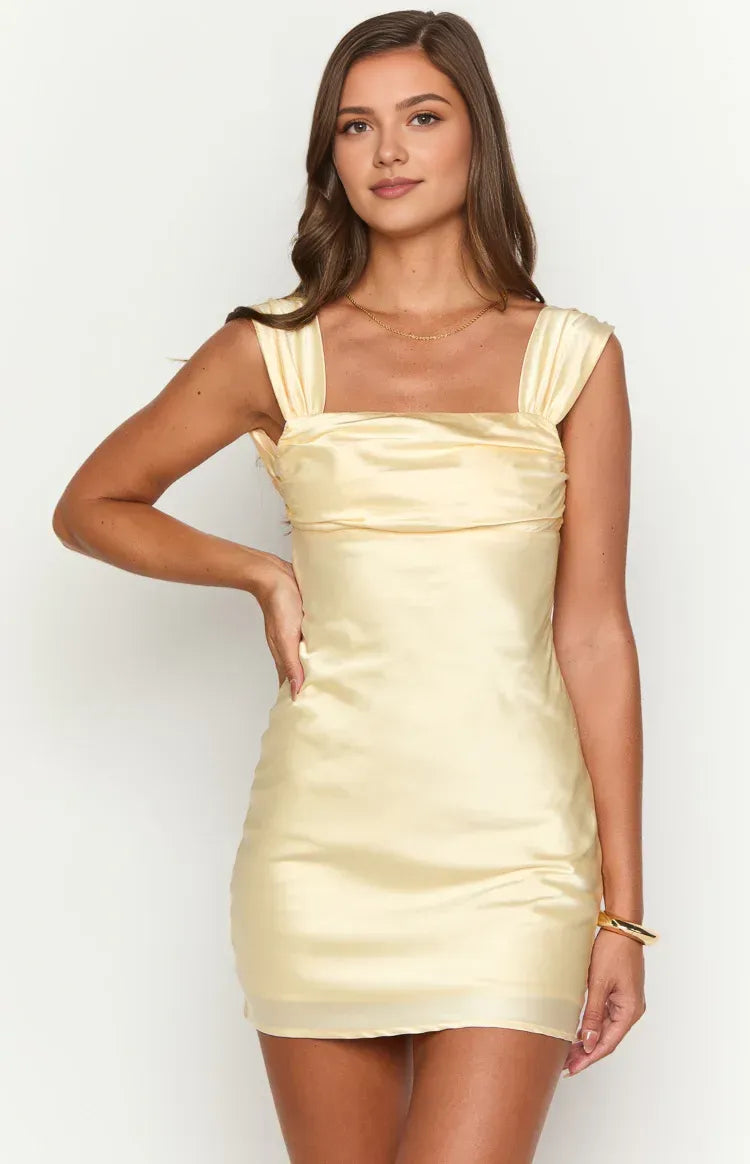 Refined Beautiful Timeless Special Occasion Sophisticated Elegant Satin Sleeveless Short Homecoming Dress