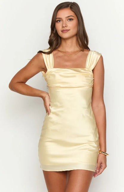 Refined Beautiful Timeless Special Occasion Sophisticated Elegant Satin Sleeveless Short Homecoming Dress