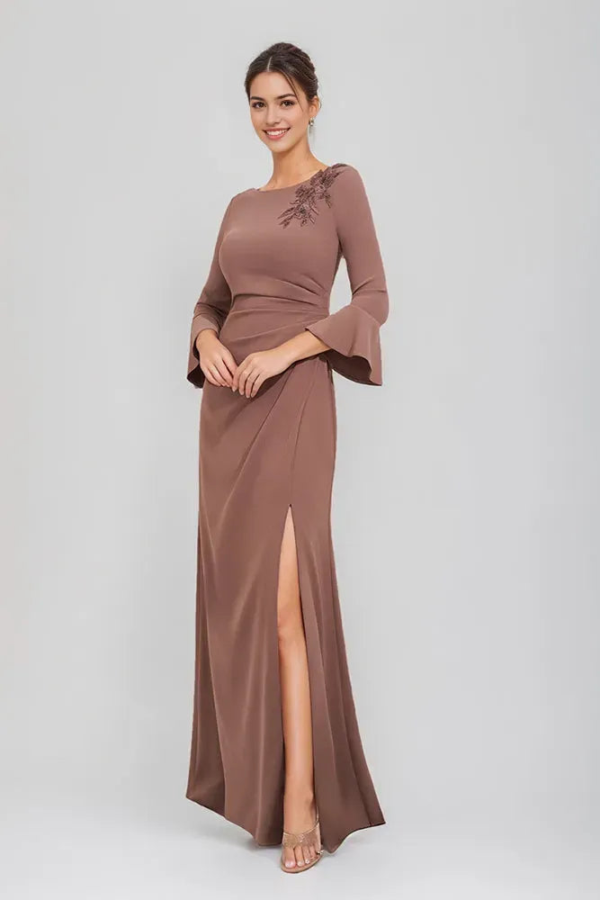 Scoop Neck Mother Of The Bride Groom Dresses with Appliques Split Side