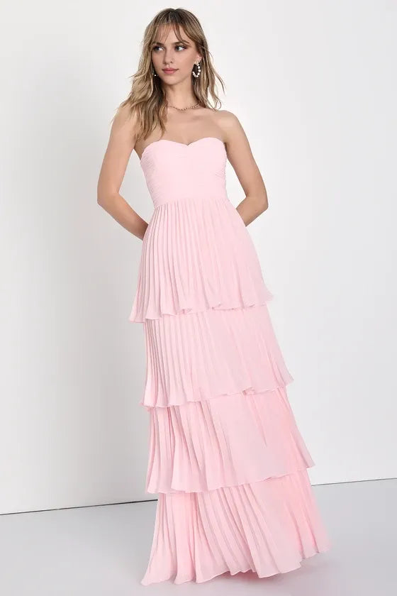 Special Occasion Sophisticated Graceful Elegant Light Pink A-Line Sweetheart Sleeveless Prom Dress