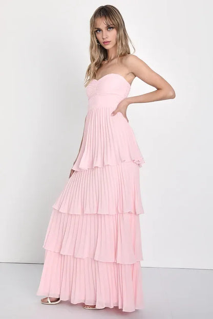 Special Occasion Sophisticated Graceful Elegant Light Pink A-Line Sweetheart Sleeveless Prom Dress