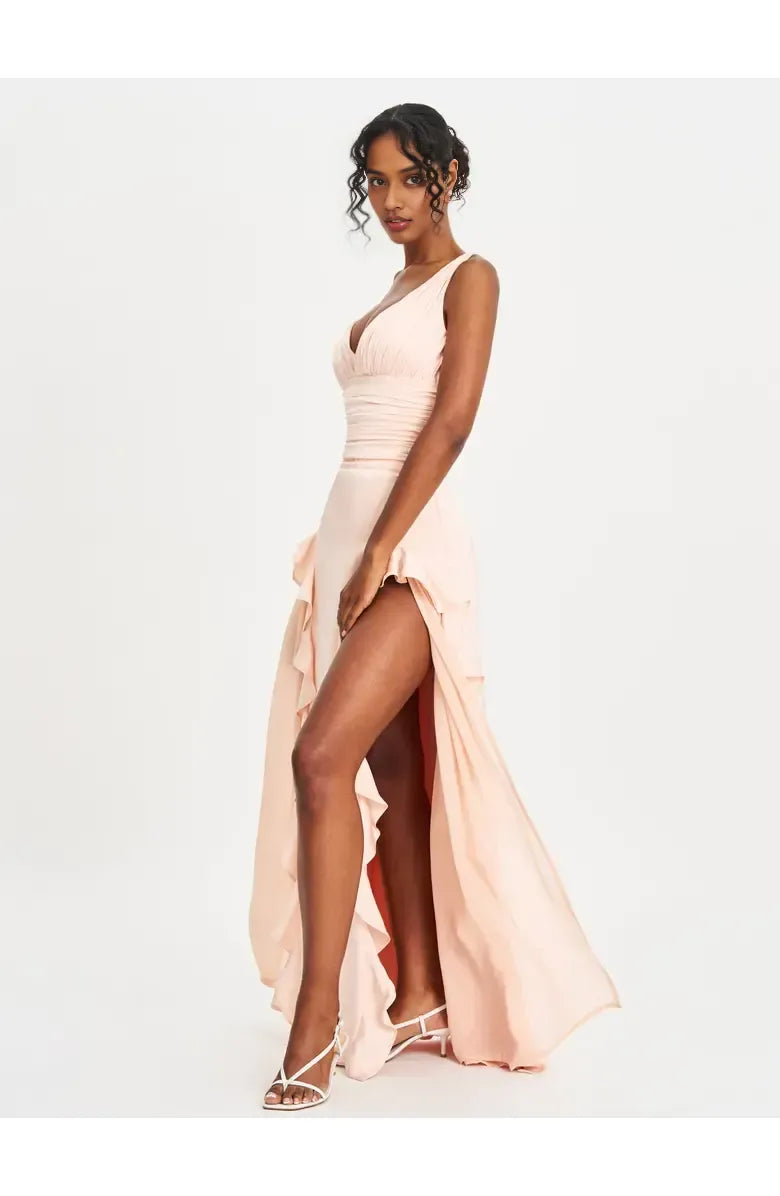 Special Occasion Sophisticated Graceful Stylish Elegant Blush Pink A-Line Sleeveless Floor-Length Prom Dress