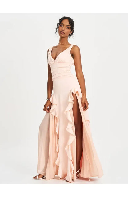 Special Occasion Sophisticated Graceful Stylish Elegant Blush Pink A-Line Sleeveless Floor-Length Prom Dress