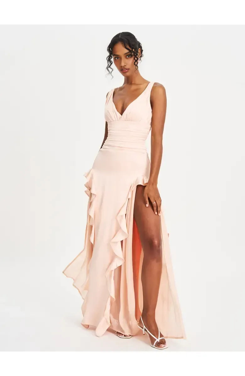 Special Occasion Sophisticated Graceful Stylish Elegant Blush Pink A-Line Sleeveless Floor-Length Prom Dress