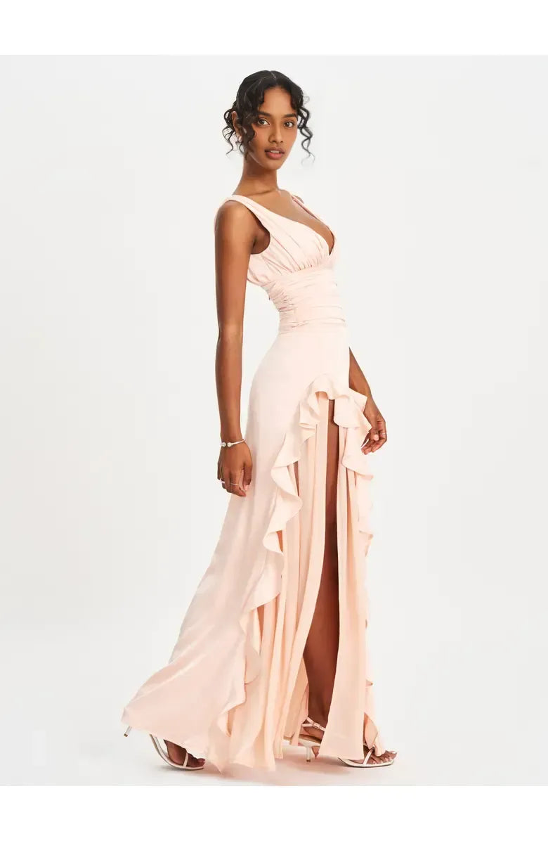 Special Occasion Sophisticated Graceful Stylish Elegant Blush Pink A-Line Sleeveless Floor-Length Prom Dress