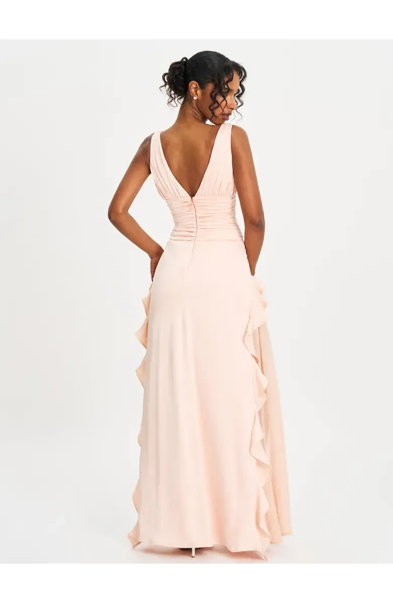 Special Occasion Sophisticated Graceful Stylish Elegant Blush Pink A-Line Sleeveless Floor-Length Prom Dress