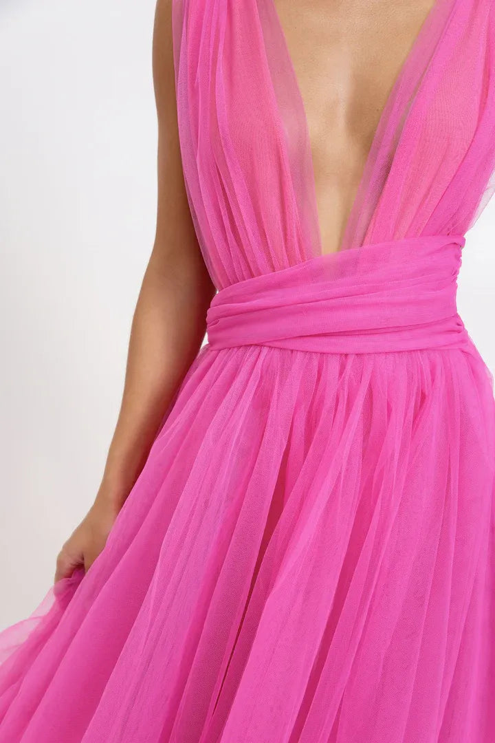 Stylish Refined Beautiful Timeless Elegant Gold Tulle A-Line Sleeveless Floor-Length Prom Dress