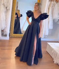 Navy Blue Sexy A line Long Prom Dress Party Dress