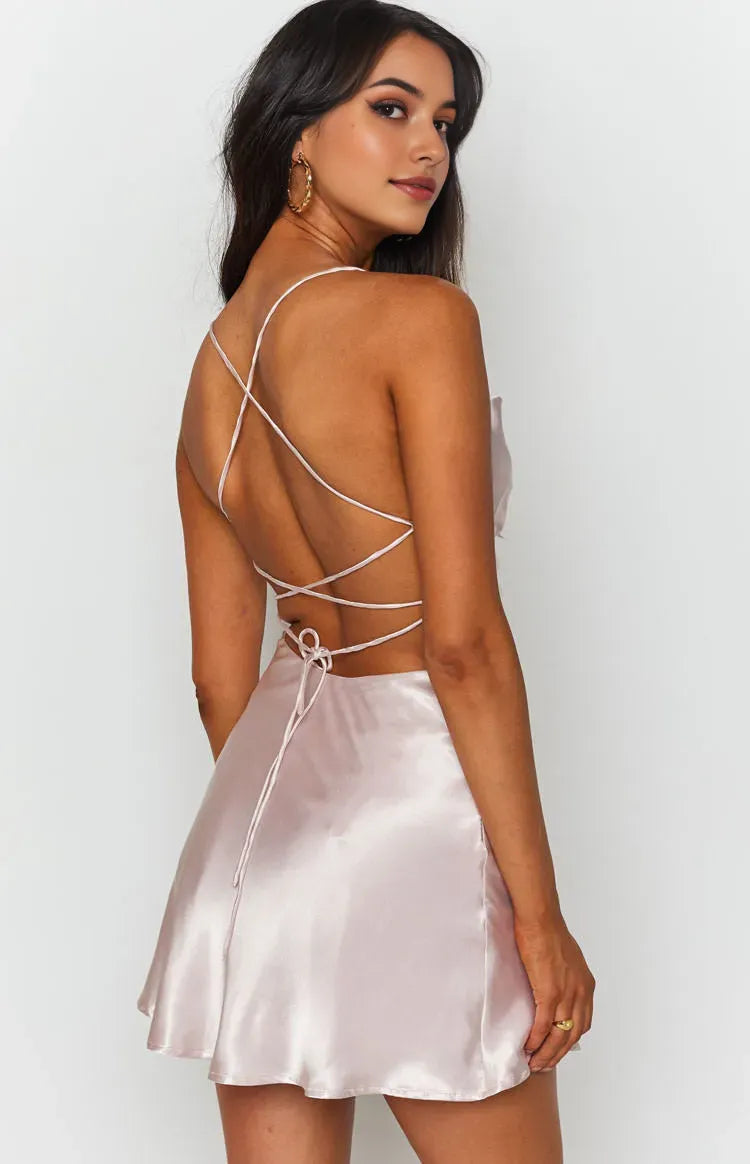 Pink Sexy Backless Pink Homecoming Dress Ruched Body and Fla Hem for an Elegant Appearance