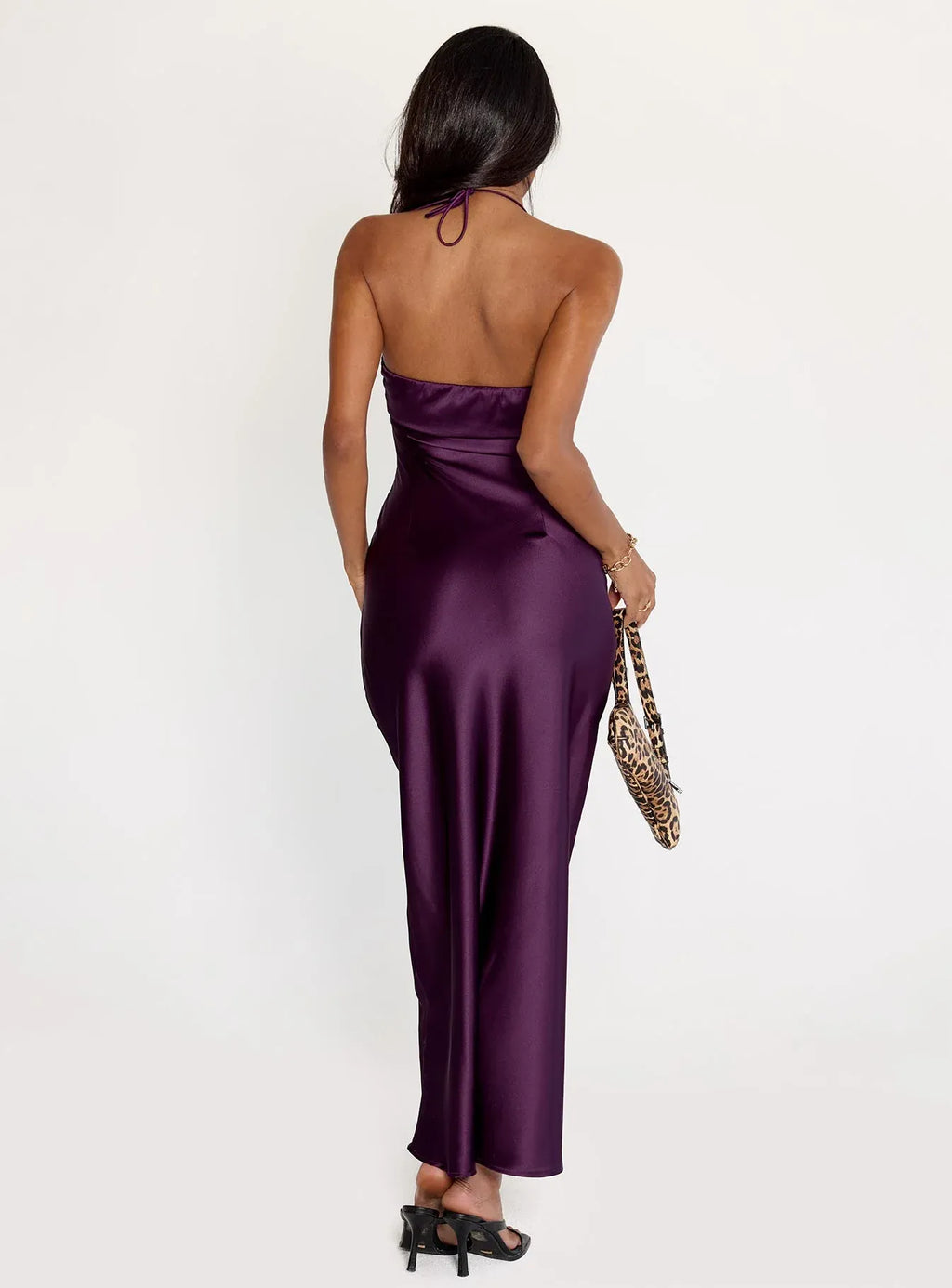 Graceful Stylish Elegant Emerald Green Satin Bodycon Halter Sleeveless Floor-Length Prom Dress