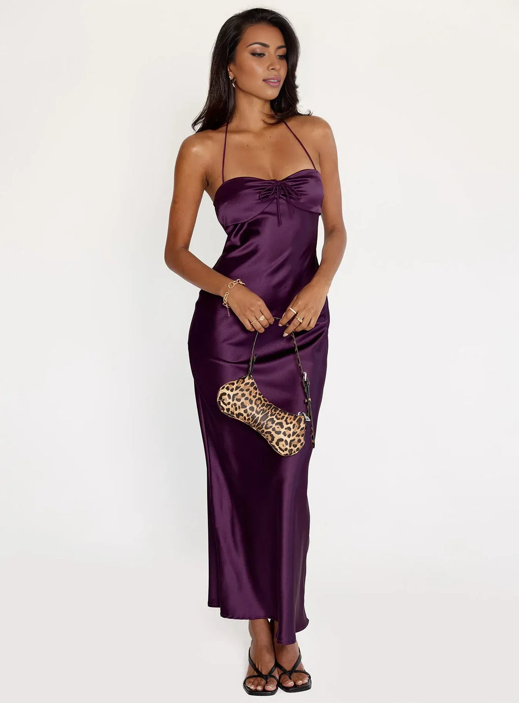 Graceful Stylish Elegant Emerald Green Satin Bodycon Halter Sleeveless Floor-Length Prom Dress