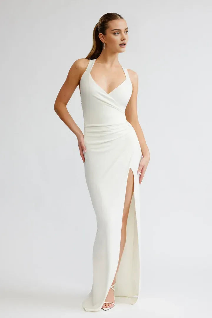 Special Occasion Sophisticated Graceful Stylish Refined Beautiful Elegant Ivory Sleeveless Floor-Length Prom Dress