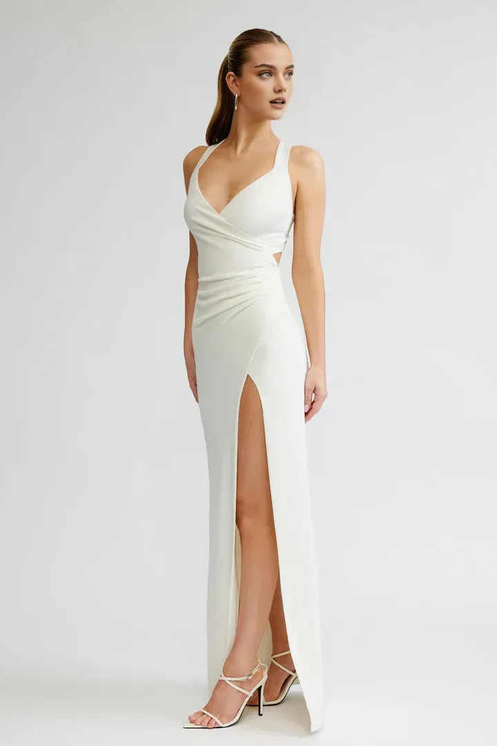 Special Occasion Sophisticated Graceful Stylish Refined Beautiful Elegant Ivory Sleeveless Floor-Length Prom Dress