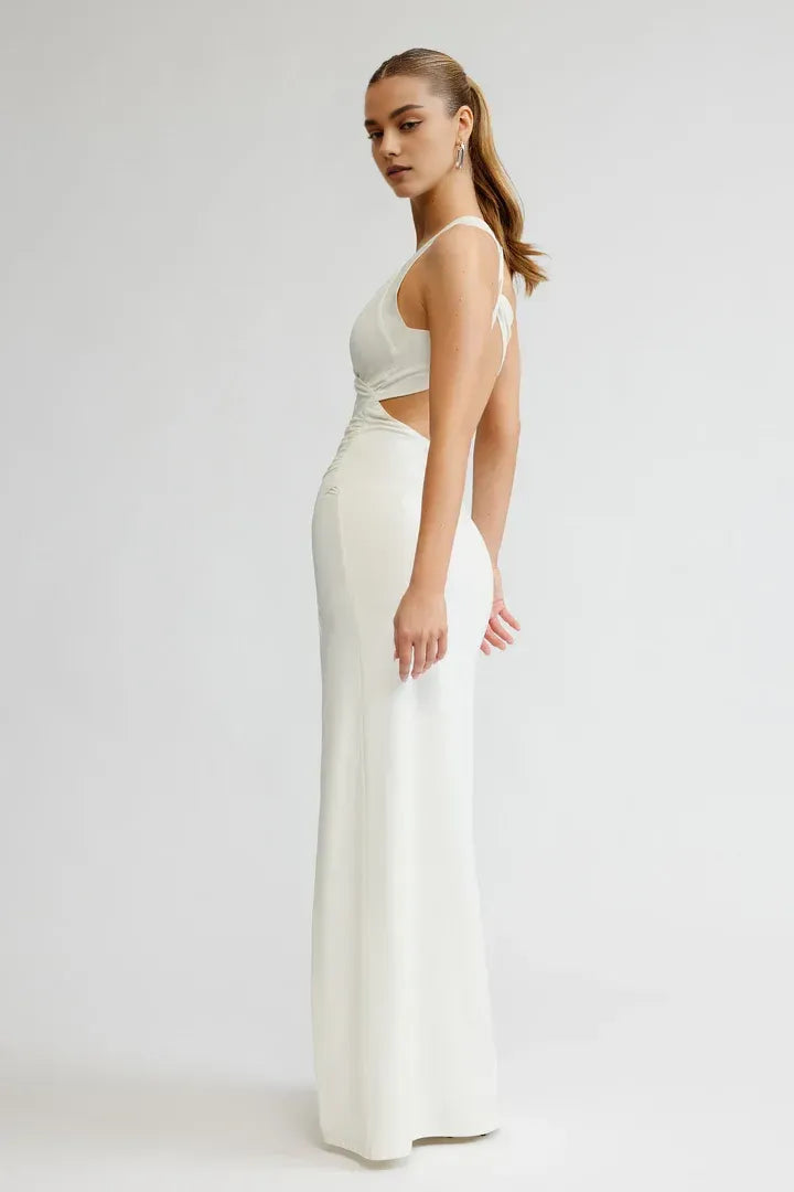 Special Occasion Sophisticated Graceful Stylish Refined Beautiful Elegant Ivory Sleeveless Floor-Length Prom Dress