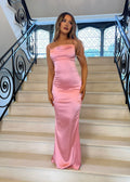 Stylish Refined Elegant Red Lace Mermaid Square Neck Sleeveless Floor-Length Prom Dress