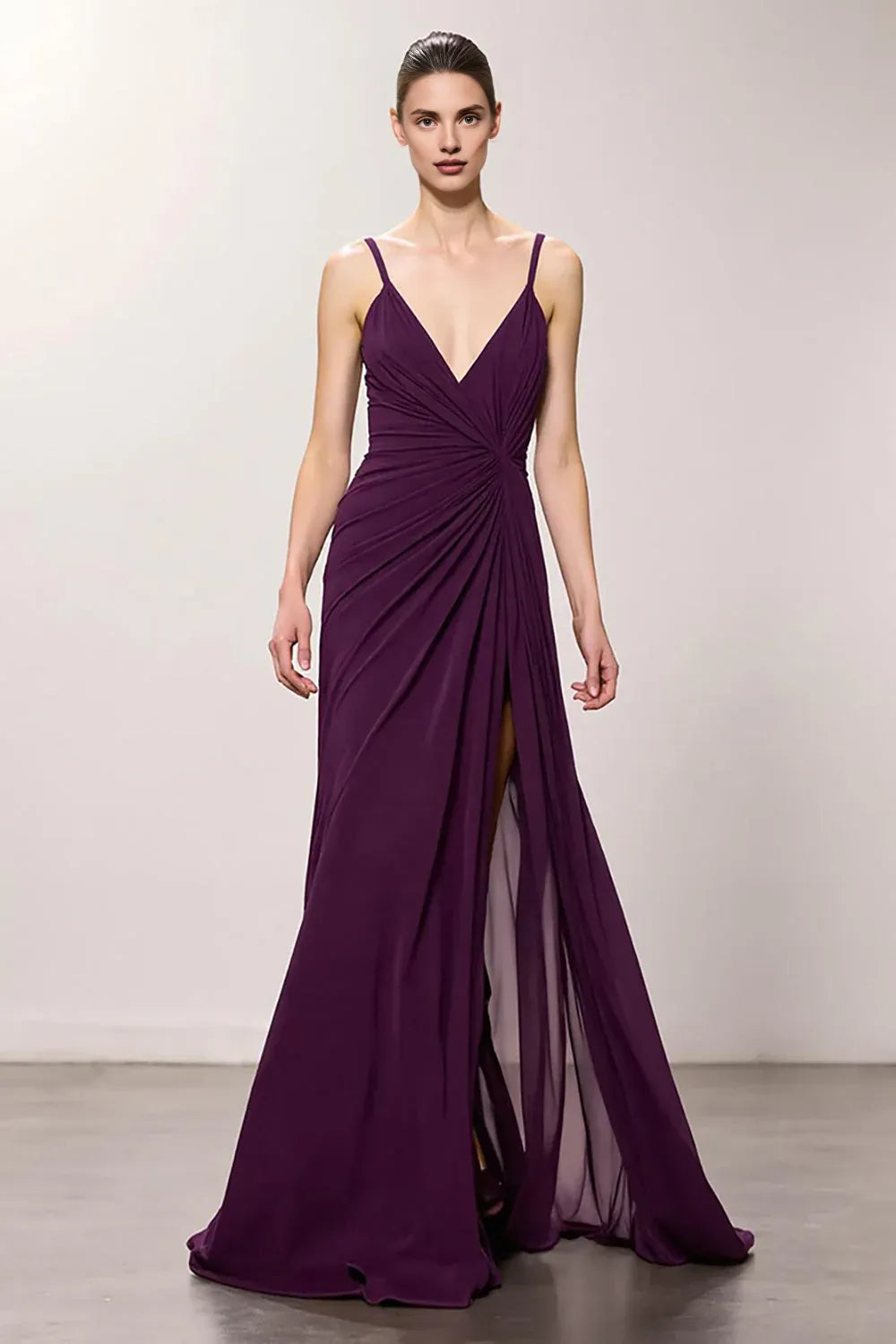 Beautiful Timeless Special Occasion Elegant Chiffon Sheath V-Neck Sleeveless Floor-Length Prom Dress