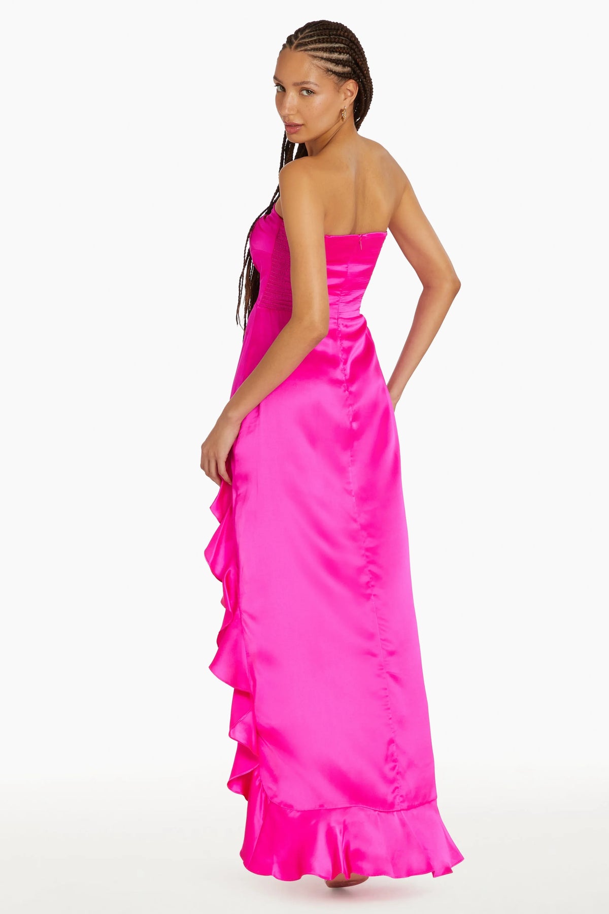 Refined Beautiful Timeless Special Occasion Elegant Satin Sheath Sweetheart Ruffle Prom Dress