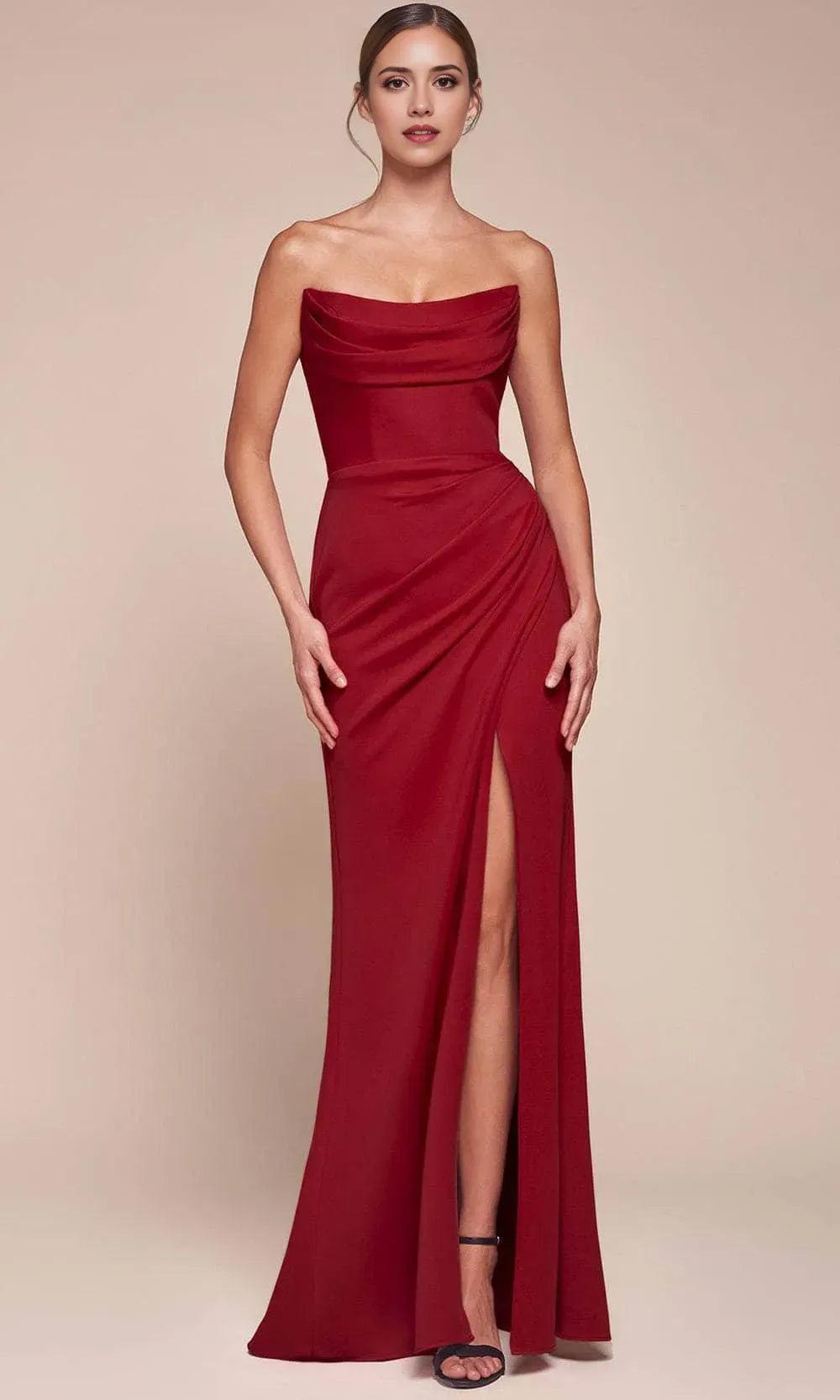 Black Sexy Strapless Mermaid Gown Draped Bodice High Side Slit for Glamorous Proms