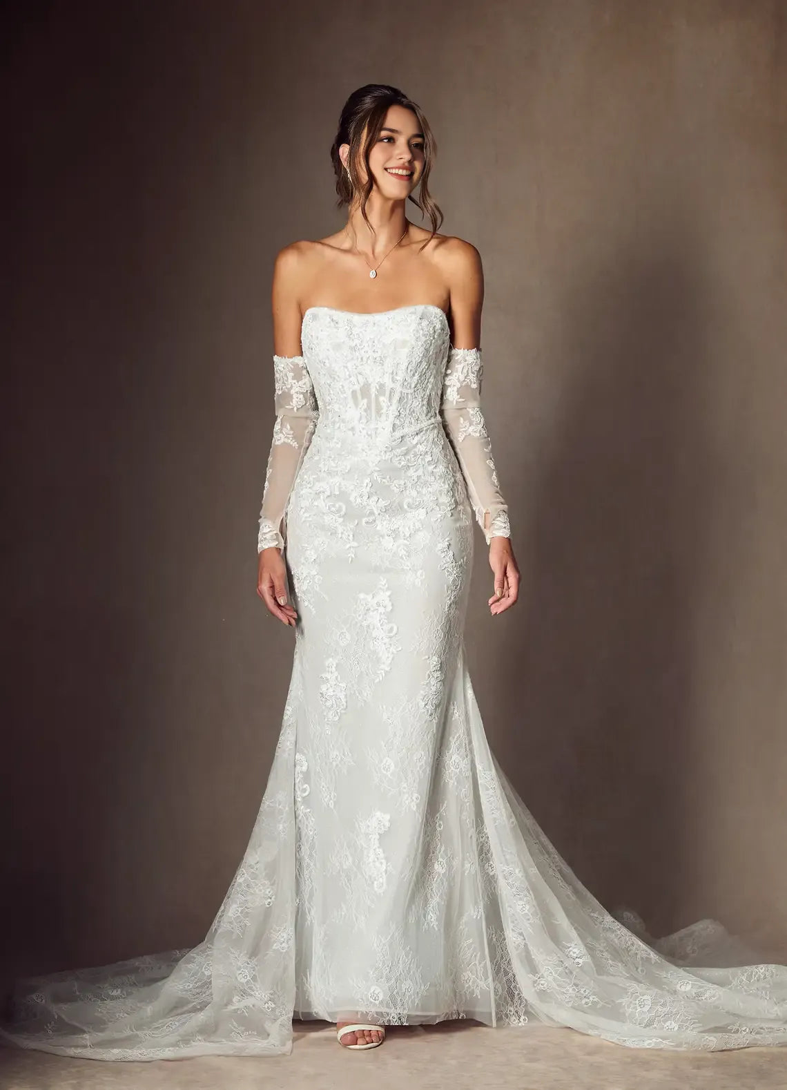 White Sexy Mermaid Strapless Bodice Wedding Dresses Fitted Tight Wedding Dresses for Women for women