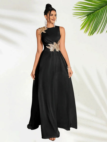 Special Occasion Sophisticated Graceful Stylish Refined Elegant Satin Sheath Sleeveless Floor-Length Prom Dress