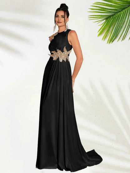 Special Occasion Sophisticated Graceful Stylish Refined Elegant Satin Sheath Sleeveless Floor-Length Prom Dress