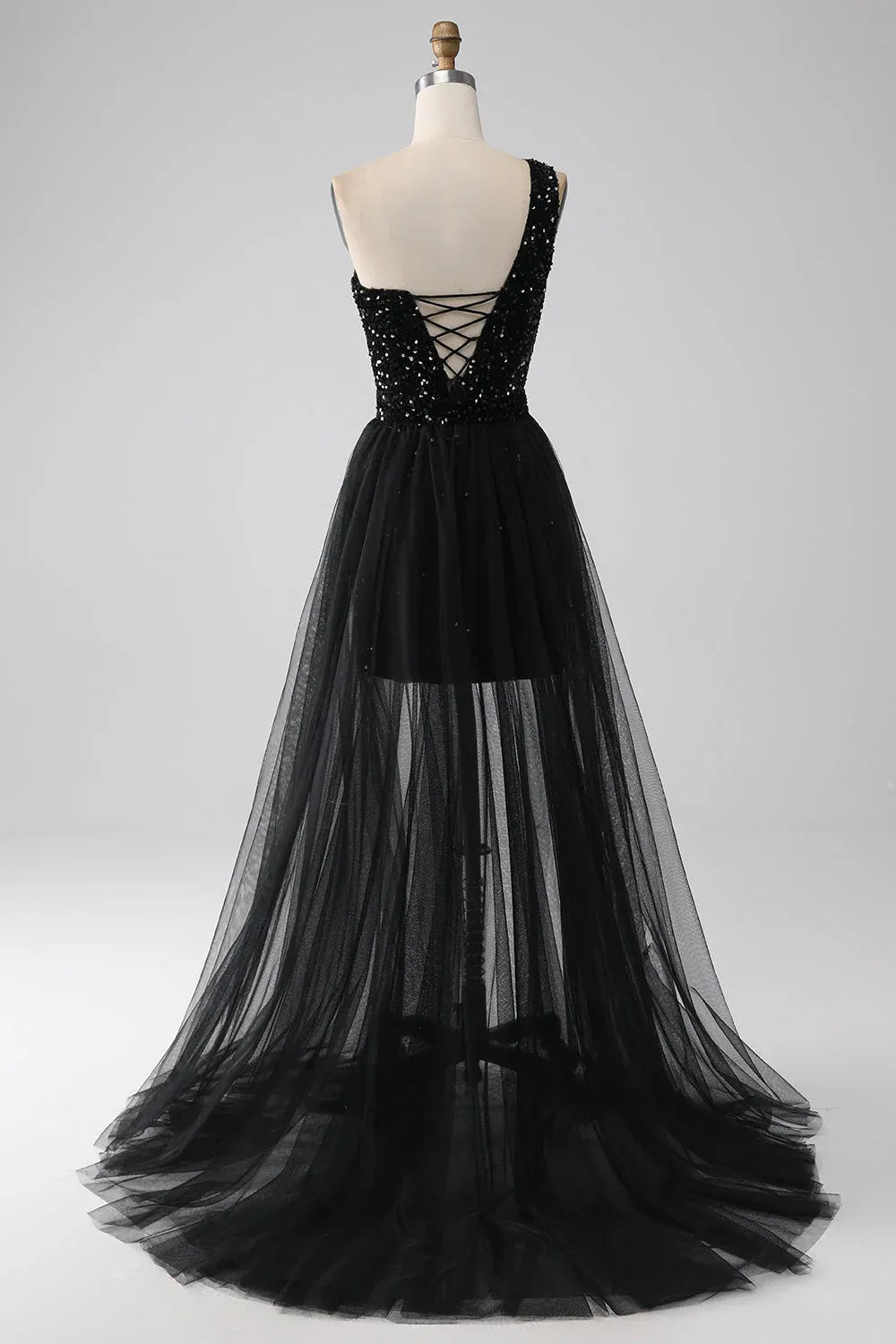 Black Sheath One-Shoulder Long Prom Dress With Train Hot Sale