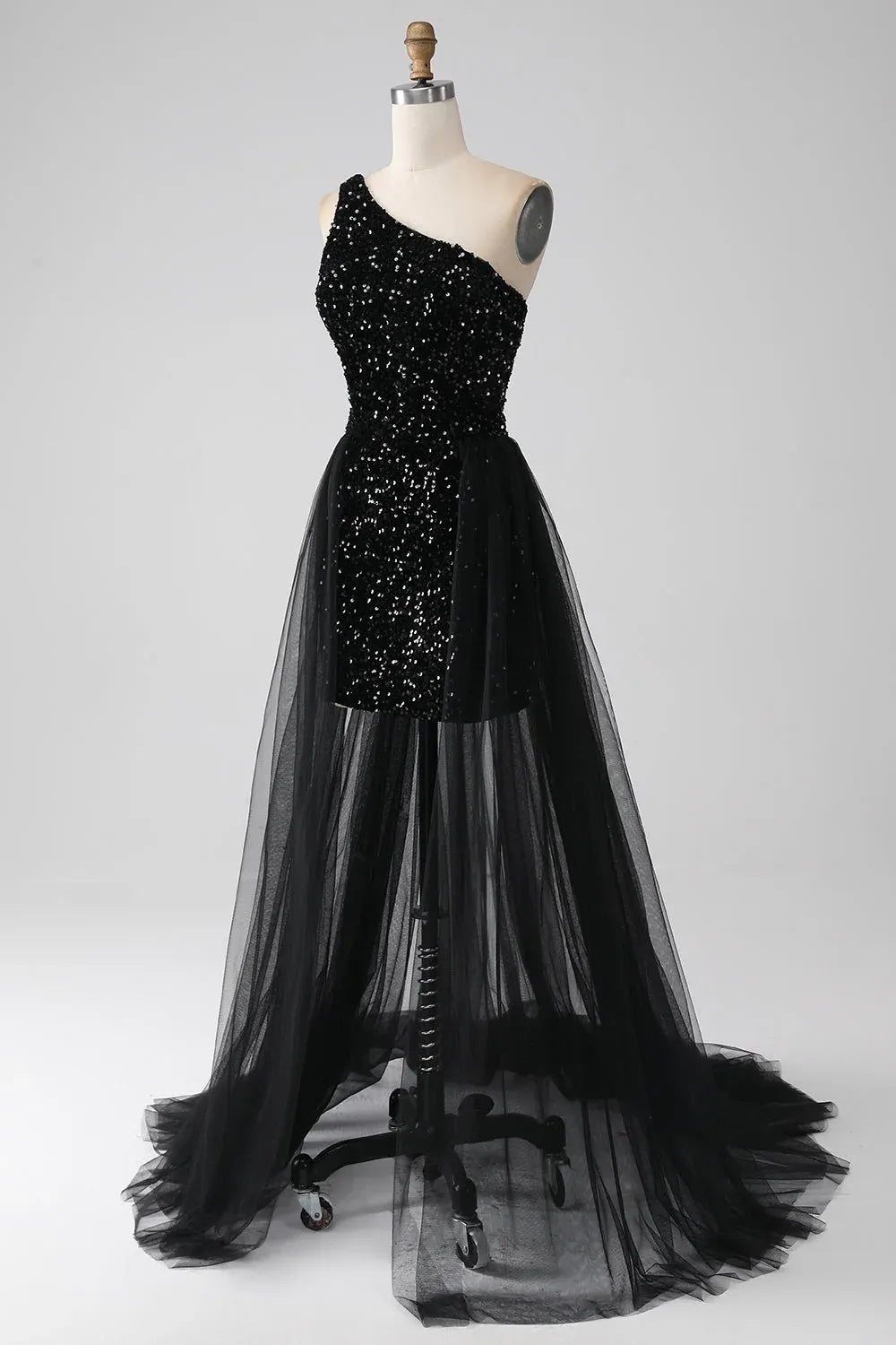 Black Sheath One-Shoulder Long Prom Dress With Train Hot Sale