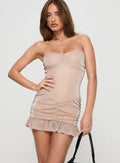 Shimmer Strapless Homecoming Dress Ruched Bodycon Fit Ruffle Hem Glittery Fabric Must Have for Teen School Dances and Memorable Occasions